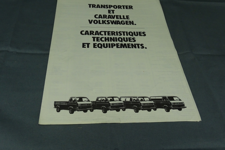 Folder Transporter et Caravelle Volkswagen Caracteristiques Techniques et Equipements Frans T3 1985